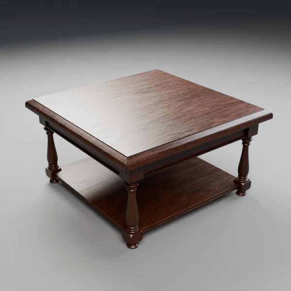 Victorian table 3D model seen from the opposite corner