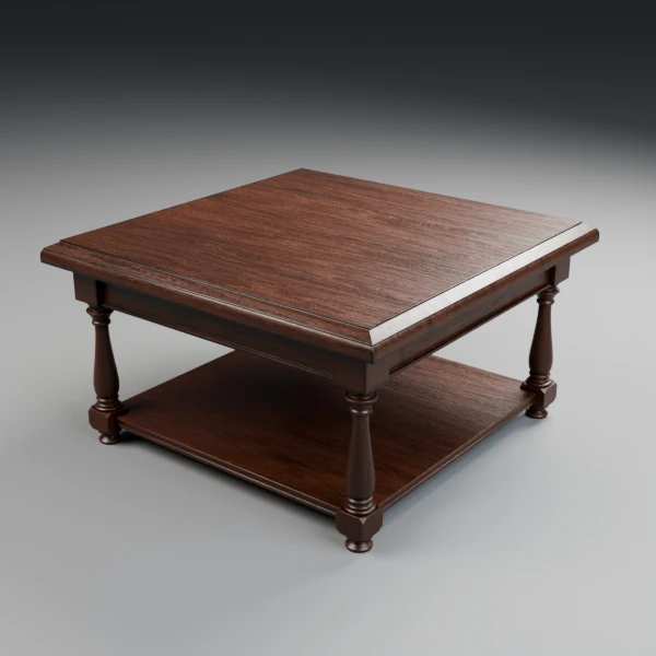 Victorian table 3D model, three quarter front view