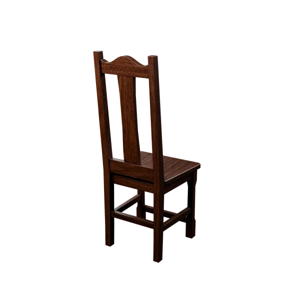 Antique chair 3D model, back view with the rear legs and stretchers