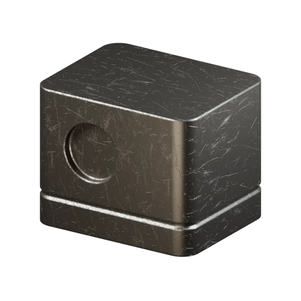 Damaged dark steel material in Blender, heavy wear look with wide worn edges and more patina