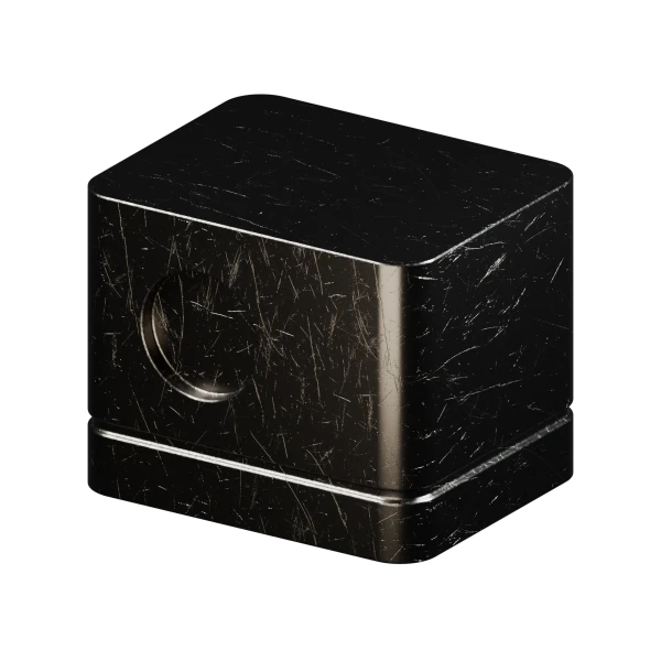 Damaged dark steel material in Blender, light patina look with dark polished steel and fine scratches
