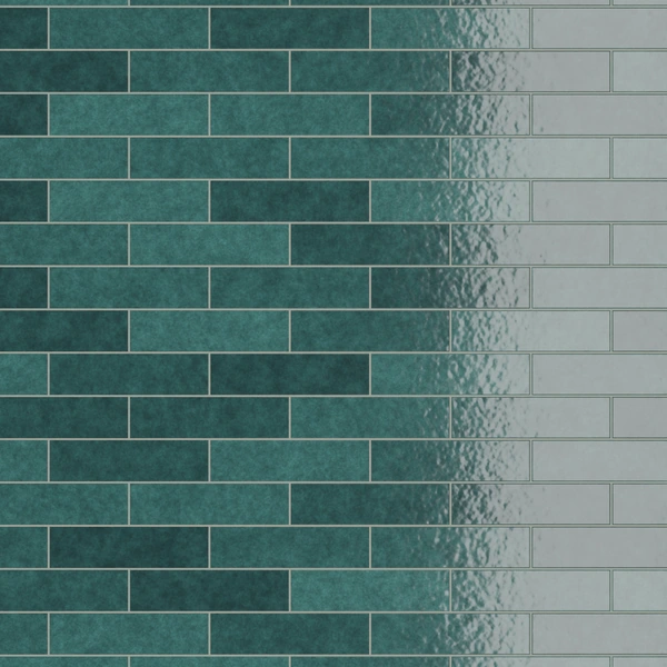 Glazed ceramic tile material in deep lagoon blue-green