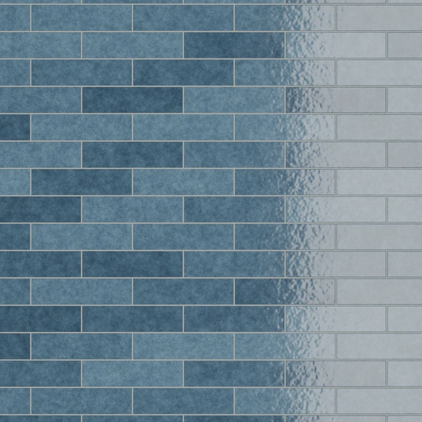 Glazed ceramic tile material in ocean blue