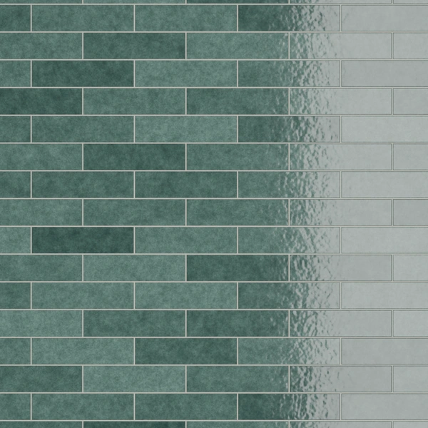 Glazed ceramic tile material in sage green, rendered in Blender