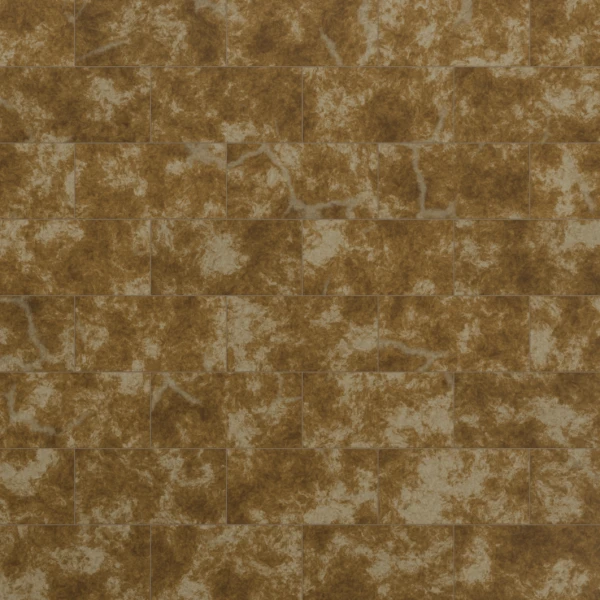 Procedural marble tiles in Blender, Honey Gold Bond preset with warm layered 600 x 300 mm tiles in half-offset rows
