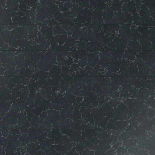Procedural marble tiles in Blender, Midnight Slabs preset with dark veined 800 x 400 mm slabs in half-offset rows