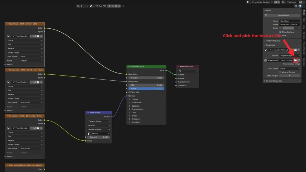 Folder icon next to the image file path in the Node tab of the Shader Editor sidebar