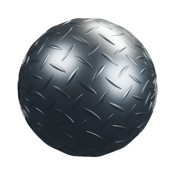 Procedural diamond plate material in Blender, bright Clean Steel preset on a sample sphere