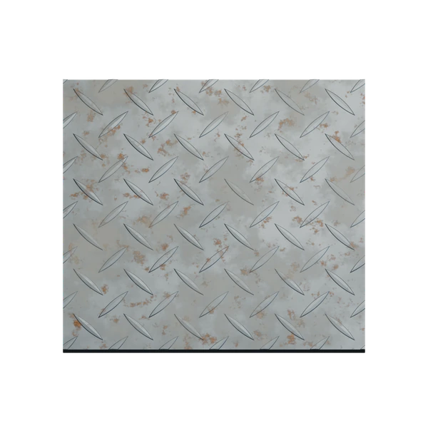 Flat diamond plate steel panel in Blender with the Weathered Steel procedural material
