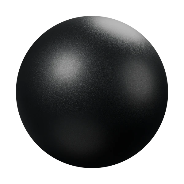 Procedural leather material in Blender, Black preset on a sample sphere with a fine pebbled grain