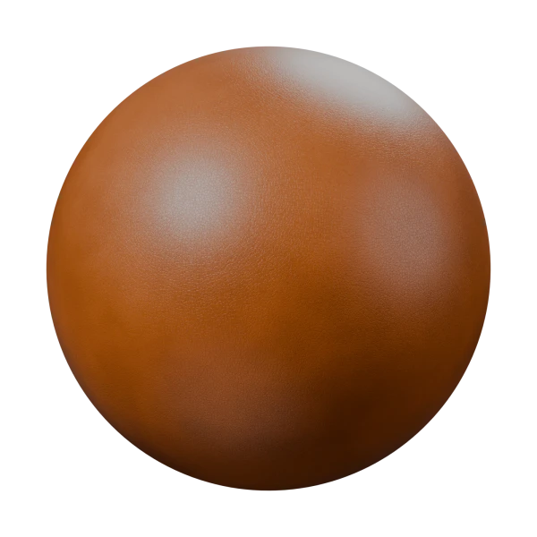 Procedural leather material in Blender, orange brown Cognac preset on a sample sphere