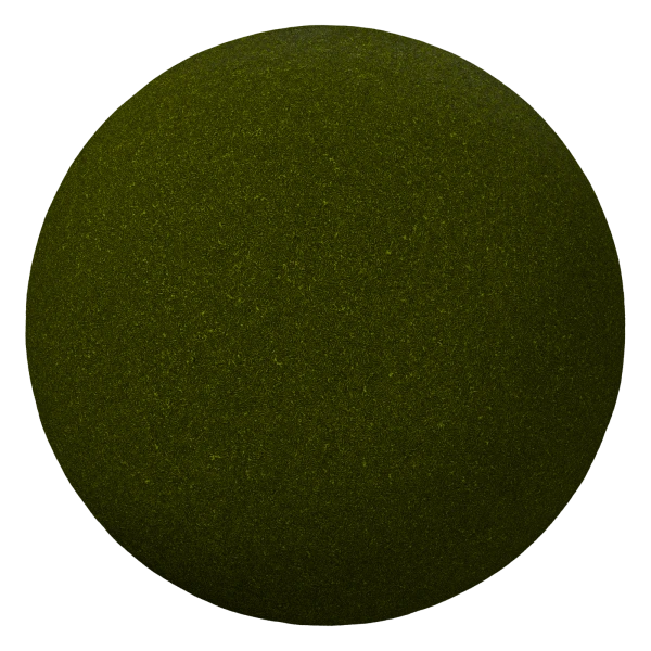 Procedural moss material in Blender, fine look with Fibre Size 0.8 mm, short dense moss growth