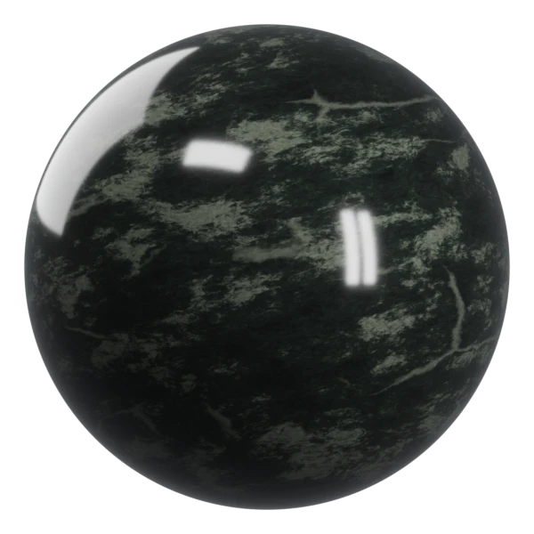 Procedural strata marble in Blender, Obsidian Green preset with smoky mineral patches